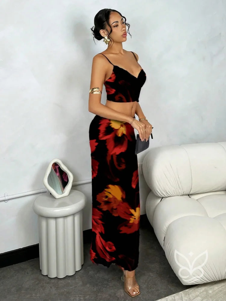 Conjunto Co-ord Estampado Com Alças Finas Conjunto Co-ord Estampado Com Alças Finas