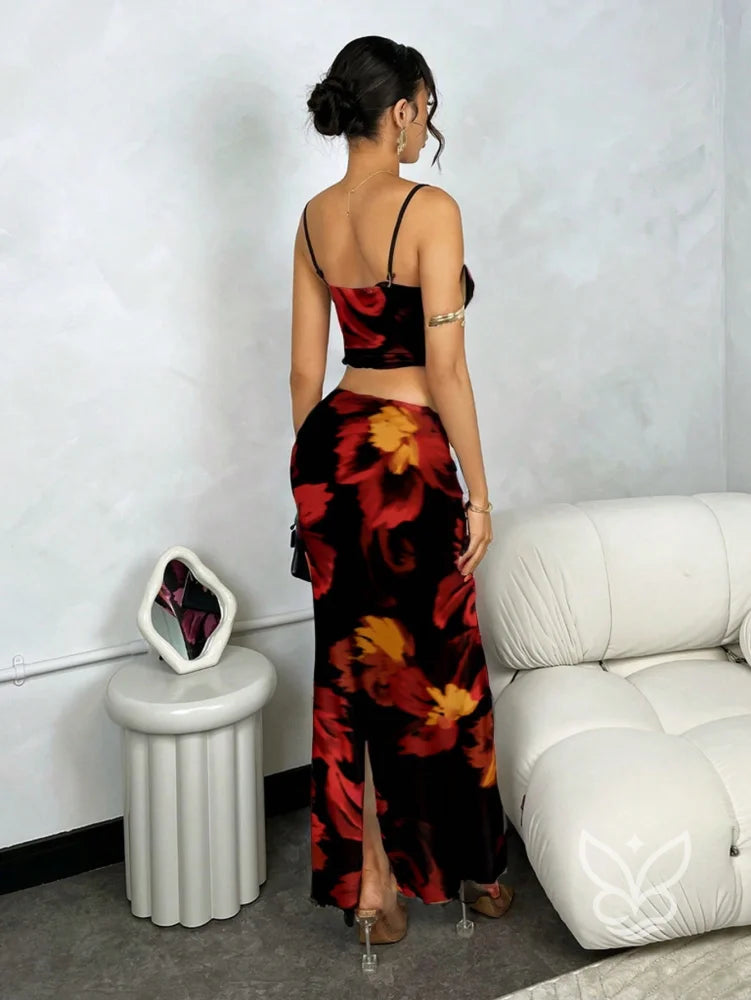 Conjunto Co-ord Estampado Com Alças Finas Conjunto Co-ord Estampado Com Alças Finas