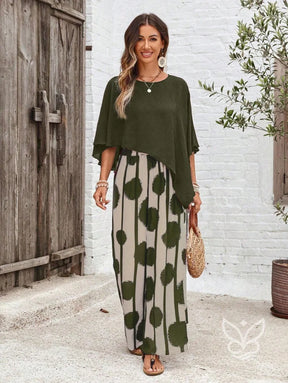 Conjunto Co-ord Estampado Com Blusa Assimétrica E Calça Pantalona Conjunto Co-ord Estampado Com Blusa Assimétrica E