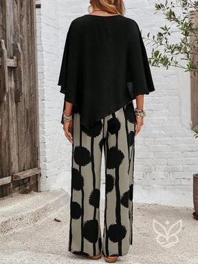 Conjunto Co-ord Estampado Com Blusa Assimétrica E Calça Pantalona Conjunto Co-ord Estampado Com Blusa Assimétrica E