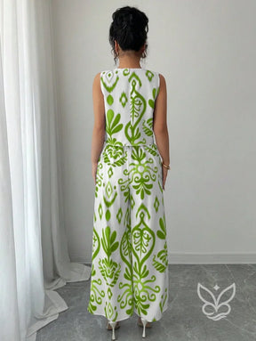 Conjunto Co-ord Estampado Com Regata E Calça Pantalona Flare Conjunto Co-ord Estampado Com Regata E Calça Pantalona