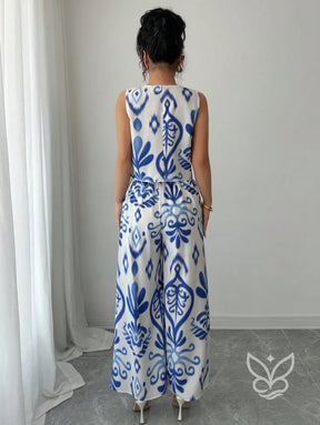 Conjunto Co-ord Estampado Com Regata E Calça Pantalona Flare Conjunto Co-ord Estampado Com Regata E Calça Pantalona