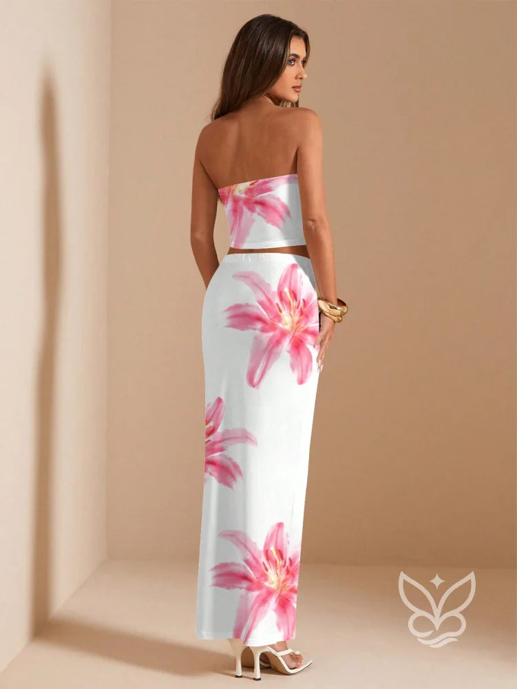 Conjunto Co-ord Estampado Com Top Ajustado Conjunto Co-ord Estampado Com Top Ajustado