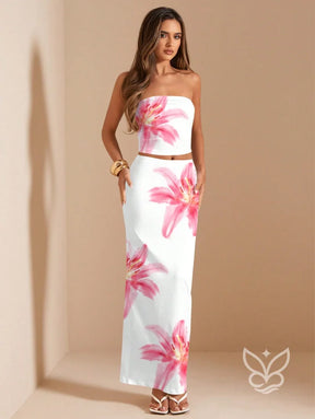 Conjunto Co-ord Estampado Com Top Ajustado Conjunto Co-ord Estampado Com Top Ajustado