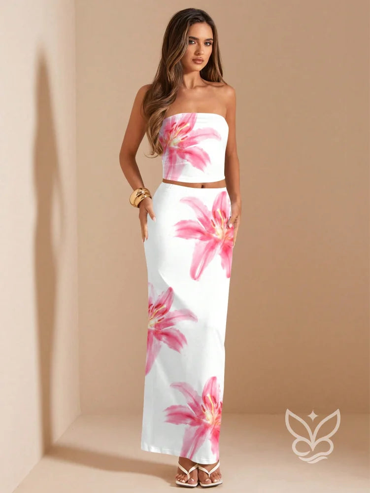 Conjunto Co-ord Estampado Com Top Ajustado Conjunto Co-ord Estampado Com Top Ajustado