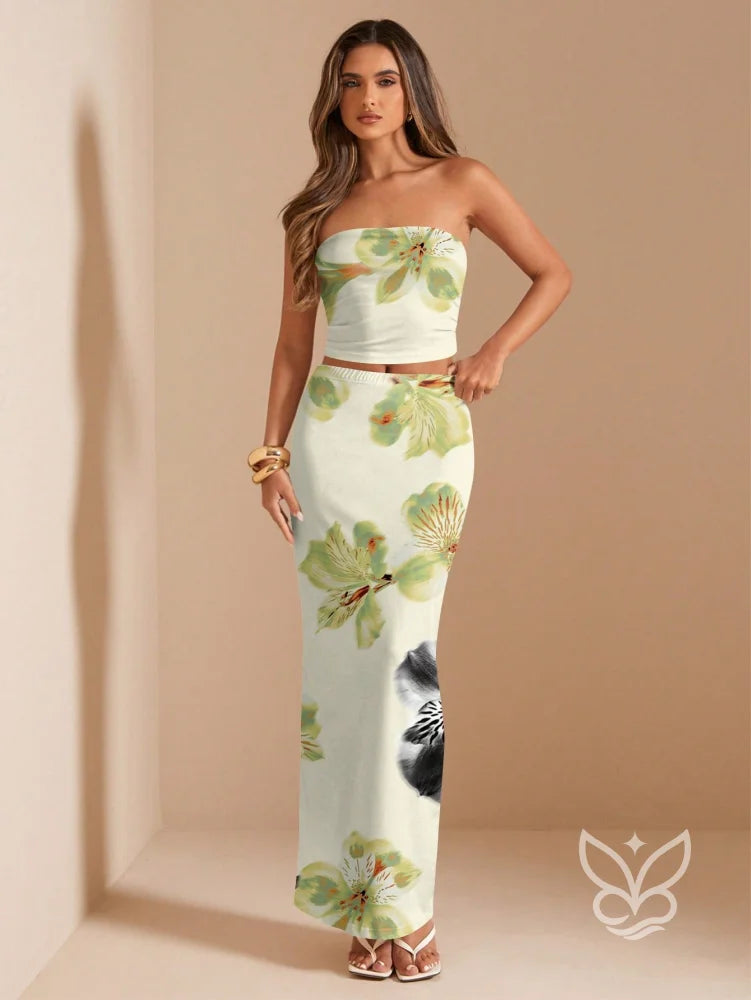 Conjunto Co-ord Estampado Com Top Ajustado Conjunto Co-ord Estampado Com Top Ajustado