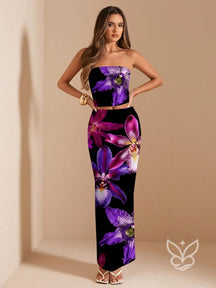 Conjunto Co-ord Estampado Com Top Ajustado Preto / PP Conjunto Co-ord Estampado Com Top Ajustado