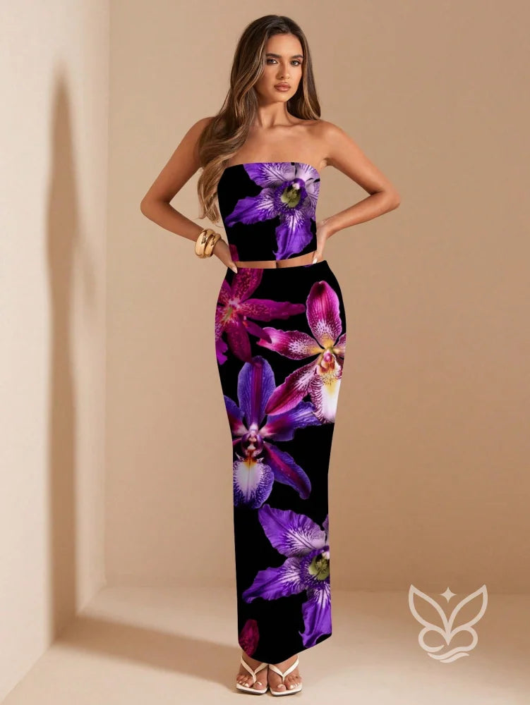 Conjunto Co-ord Estampado Com Top Ajustado Preto / PP Conjunto Co-ord Estampado Com Top Ajustado