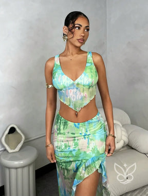 Conjunto Co-ord Estampado Com Top Decote V Conjunto Co-ord Estampado Com Top Decote V