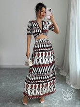 Conjunto Co-ord Estampado Cropped Com Amarração E Saia Longa Evasê Estampado / PP Conjunto Co-ord Estampado Com Cropped
