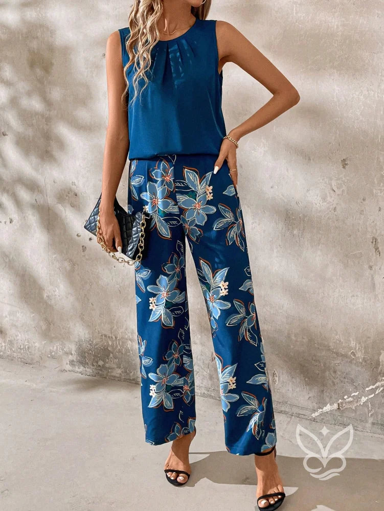 Conjunto Co-ord Estampado Floral Pantalona E Regata Larga Conjunto Co-ord Estampado Floral Pantalona E Regata Larga