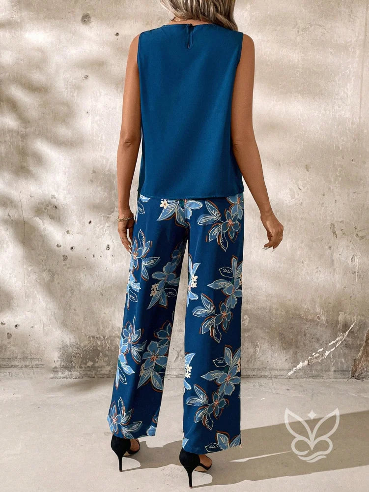 Conjunto Co-ord Estampado Floral Pantalona E Regata Larga Conjunto Co-ord Estampado Floral Pantalona E Regata Larga