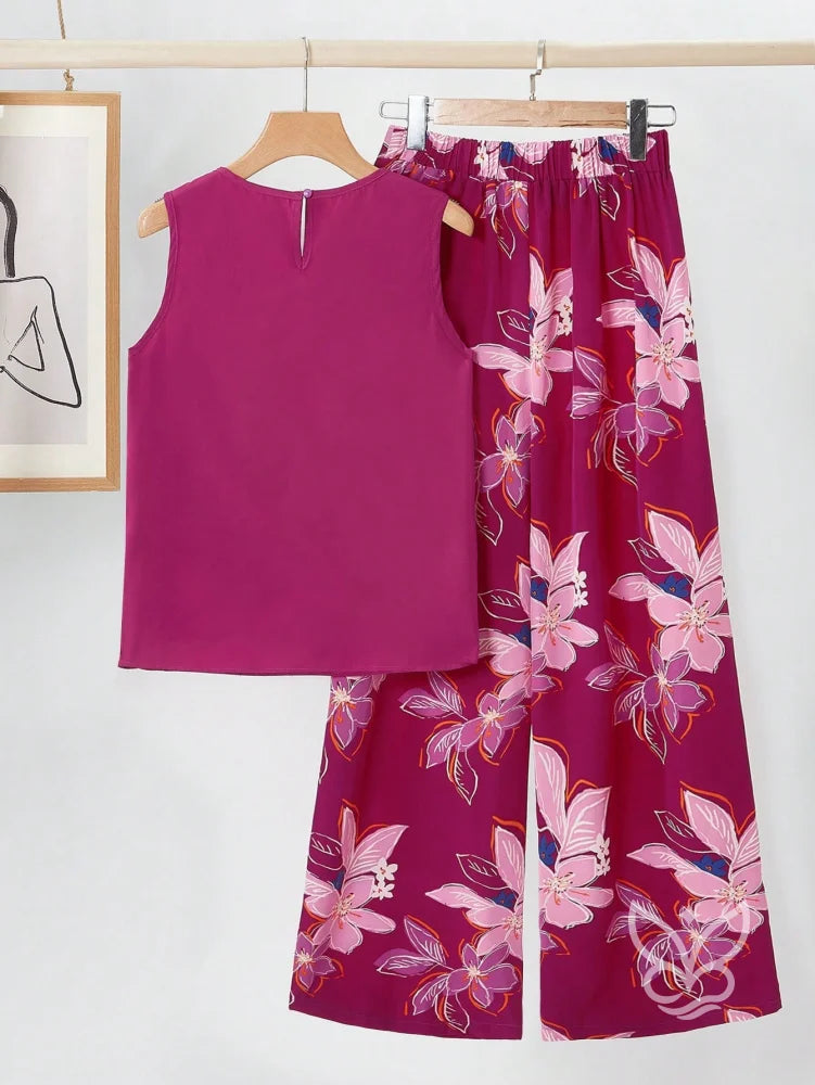 Conjunto Co-ord Estampado Floral Pantalona E Regata Larga Conjunto Co-ord Estampado Floral Pantalona E Regata Larga