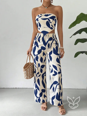 Conjunto Co-ord Estampado Top Tomara Que Caia E Calça Pantalona Flare Conjunto Co-ord Estampado Top Tomara Que Caia E