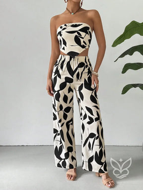 Conjunto Co-ord Estampado Top Tomara Que Caia E Calça Pantalona Flare Conjunto Co-ord Estampado Top Tomara Que Caia E