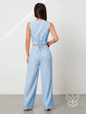 Conjunto Colete Aberto Sem Manga E Calça Casual Conjunto Colete Aberto Sem Manga E Calça Casual