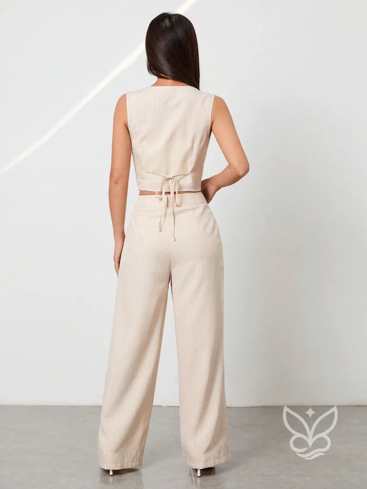 Conjunto Colete Aberto Sem Manga E Calça Casual Conjunto Colete Aberto Sem Manga E Calça Casual