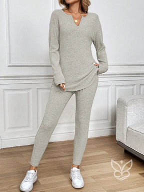Conjunto Conforto Canelado com Blusa Longa e Calça Conjunto Conforto Canelado com Blusa Longa e Calça