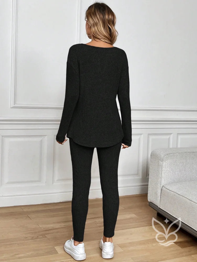 Conjunto Conforto Canelado com Blusa Longa e Calça Conjunto Conforto Canelado com Blusa Longa e Calça
