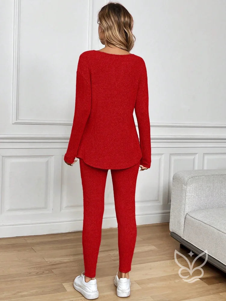 Conjunto Conforto Canelado com Blusa Longa e Calça Conjunto Conforto Canelado com Blusa Longa e Calça
