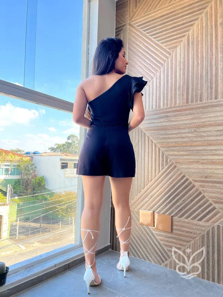 Conjunto Cropped Um Ombro Saia Curta Conjunto Cropped Um Ombro Saia Curta