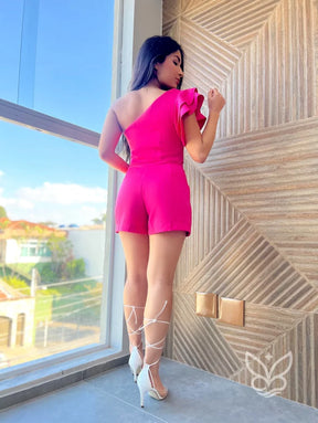 Conjunto Cropped Um Ombro Saia Curta Conjunto Cropped Um Ombro Saia Curta