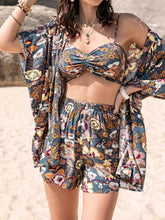 Conjunto de Praia com Top Tomara Que Caia e Shorts Estampado Marrom / PP Conjunto de Praia com Top Tomara Que Caia e