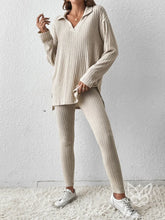 Conjunto Loungewear Canelado Com Blusa Gola Polo E Legging Damasco / PP Conjunto Loungewear Canelado Com Blusa Gola