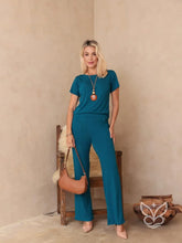 Conjunto Loungewear Com Blusa Básica E Calça De Malha Azul Petróleo / PP Conjunto Loungewear Com Blusa Básica E Calça