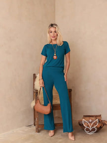 Conjunto Loungewear Com Blusa Básica E Calça De Malha Azul Petróleo / PP Conjunto Loungewear Com Blusa Básica E Calça