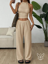 Conjunto Loungewear Com Calça Reta E Cropped Canelado Damasco / PP Conjunto Loungewear Com Calça Reta E Cropped Canelado