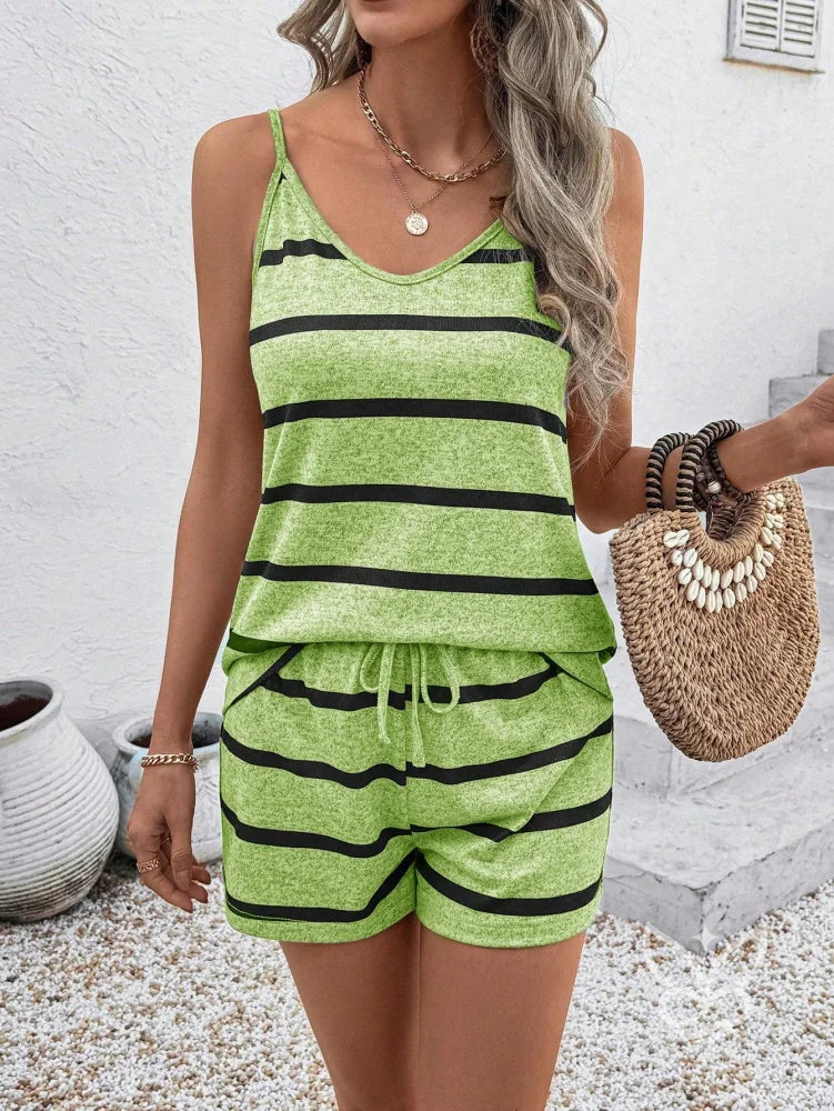 Conjunto Loungewear Com Regata E Shorts De Malha Com Amarração Verde / PP Conjunto Loungewear Com Regata E Shorts De