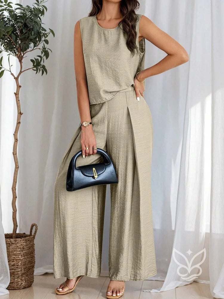 Conjunto Minimalista Com Blusa Reta E Calça Pantalona Fluida Damasco / PP Conjunto Minimalista Com Blusa Reta E Calça