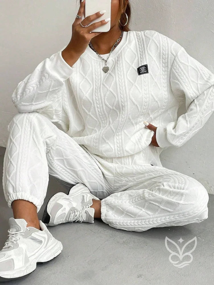 Conjunto Moletom Casual Blusão E Calça Branco / PP Conjunto Moletom Casual Blusão E Calça