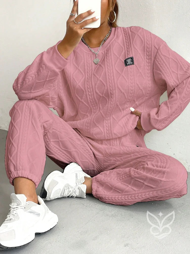 Conjunto Moletom Casual Blusão E Calça Rosa Empoeirado / PP Conjunto Moletom Casual Blusão E Calça