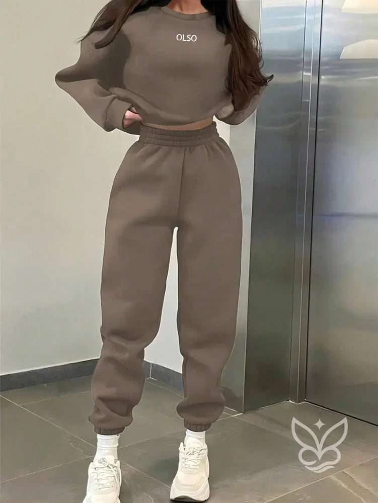 Conjunto Moletom Com Capuz Com Cordão E Calça Com Bolso Caqui / PP Conjunto Moletom Com Capuz Com Cordão E Calça Com