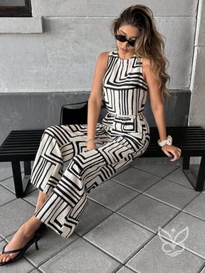 Conjunto Regata Estampada Com Calça Pantalona Estampada Conjunto Regata Estampada Com Calça Pantalona Estampada