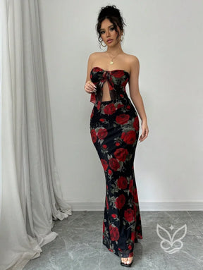 Conjunto Saia Longa E Cropped Tomara Que Caia Estampa Floral Conjunto Alfaiataria Cropped De Alças Finas E Calça