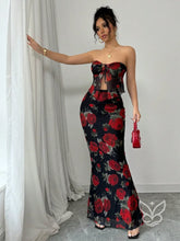 Conjunto Saia Longa E Cropped Tomara Que Caia Estampa Floral Preto / PP Conjunto Alfaiataria Cropped De Alças Finas E