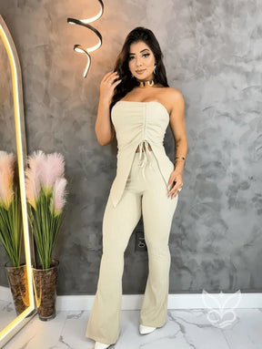 Conjunto Tomara Que Caia Com Amarração Lateral Caqui / P Conjunto Tomara Que Caia Com Amarração Lateral