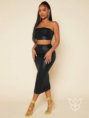 Conjunto Tomara Que Caia Com Saia Midi Ajustada Conjunto Tomara Que Caia Com Saia Midi Ajustada