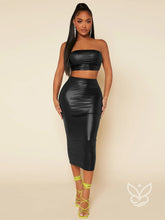 Conjunto Tomara Que Caia Com Saia Midi Ajustada Preto / PP Conjunto Tomara Que Caia Com Saia Midi Ajustada