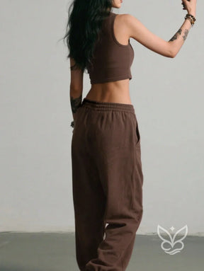 Conjunto Top Cropped Com Alça Única E Calça Jogger Conjunto Top Cropped Com Alça Única E Calça Jogger