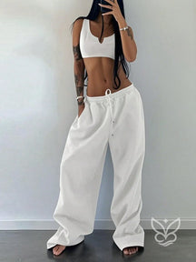 Conjunto Top Cropped Com Alça Única E Calça Jogger Branco / PP Conjunto Top Cropped Com Alça Única E Calça Jogger