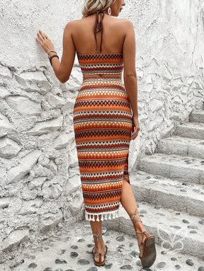 Conjunto Tricot Com Cropped Gola Alta E Saia Midi Com Fenda Conjunto Tricot Com Cropped Gola Alta E Saia Midi Com Fenda