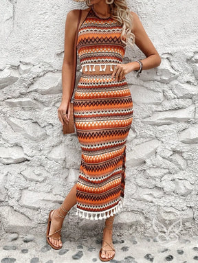 Conjunto Tricot Com Cropped Gola Alta E Saia Midi Com Fenda Conjunto Tricot Com Cropped Gola Alta E Saia Midi Com Fenda