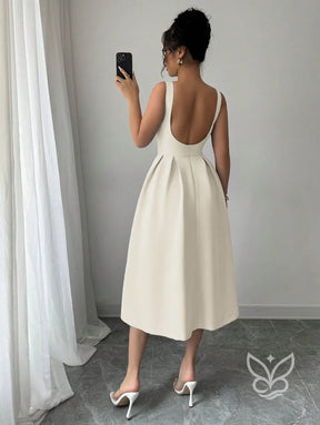 Vestido A-Line Midi Com Alças Largas E Caimento Nobre Vestido A-Line Midi Com Alças Largas E Caimento Nobre