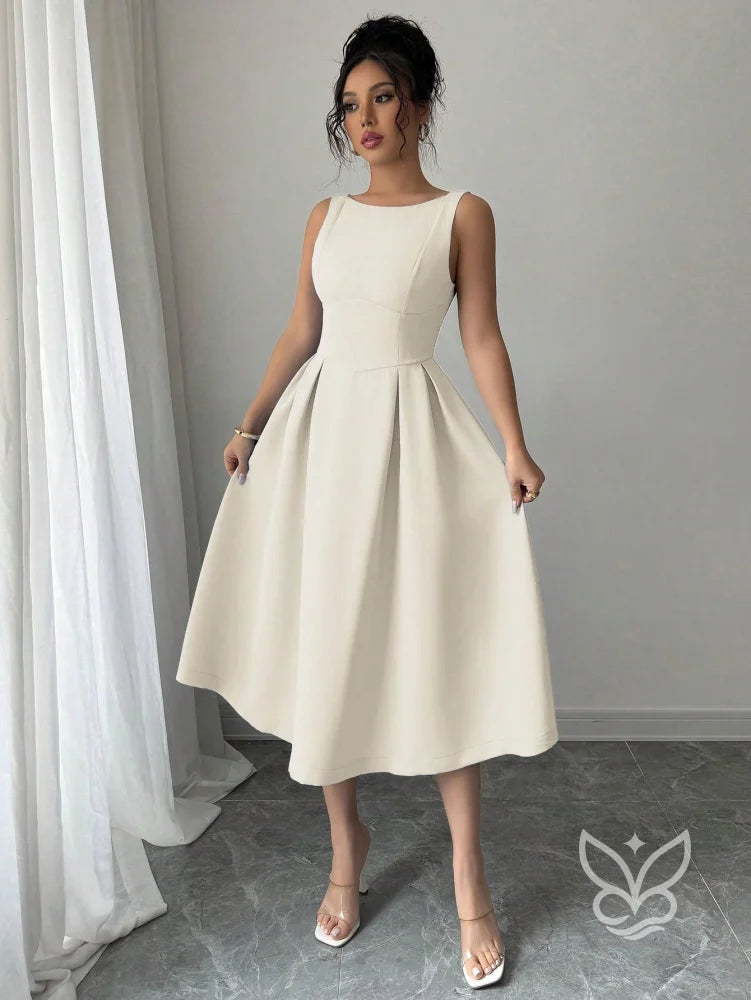 Vestido A-Line Midi Com Alças Largas E Caimento Nobre Damasco / PP Vestido A-Line Midi Com Alças Largas E Caimento Nobre