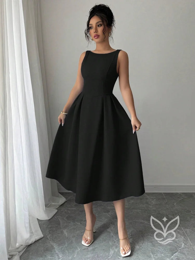 Vestido A-Line Midi Com Alças Largas E Caimento Nobre Preto / PP Vestido A-Line Midi Com Alças Largas E Caimento Nobre