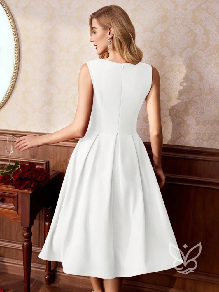 Vestido A-Line Midi Com Caimento Elegante E Sofisticação Vestido A-Line Midi Com Caimento Elegante E Sofisticação